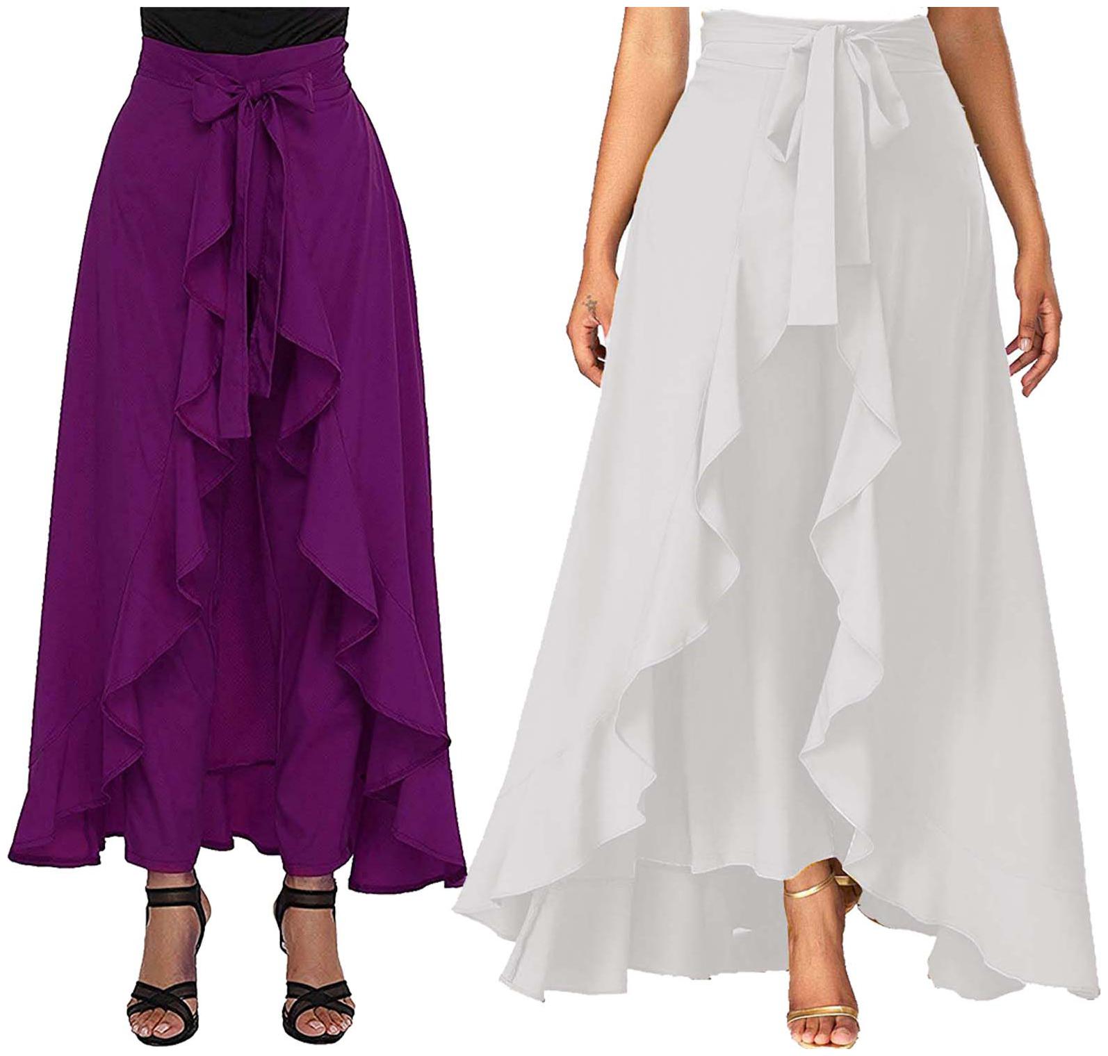 

JJ Fashion Purple Solid Flared Palazzo