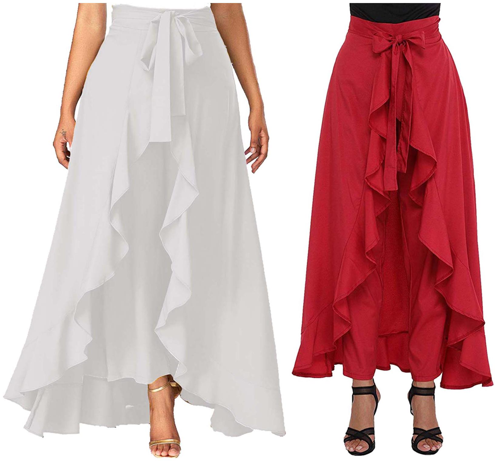 

JJ Fashion Red Solid Flared Palazzo