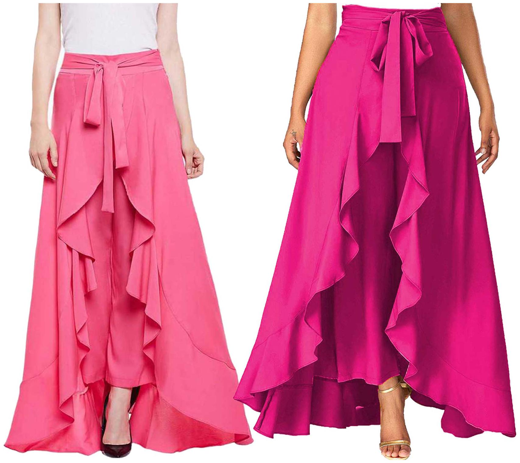 

JJ Fashion Pink Solid Flared Palazzo