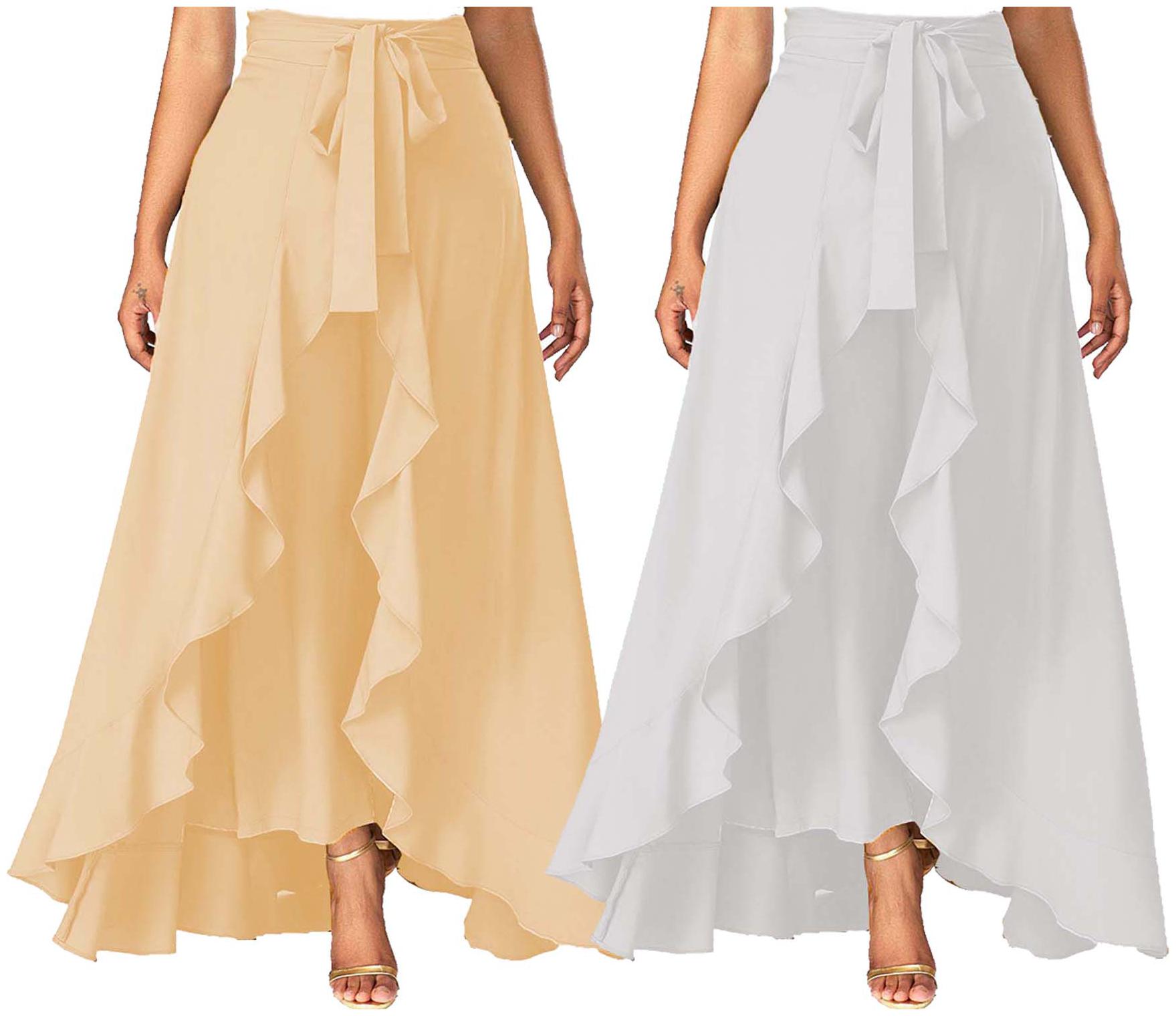 

JJ Fashion Beige Solid Flared Palazzo