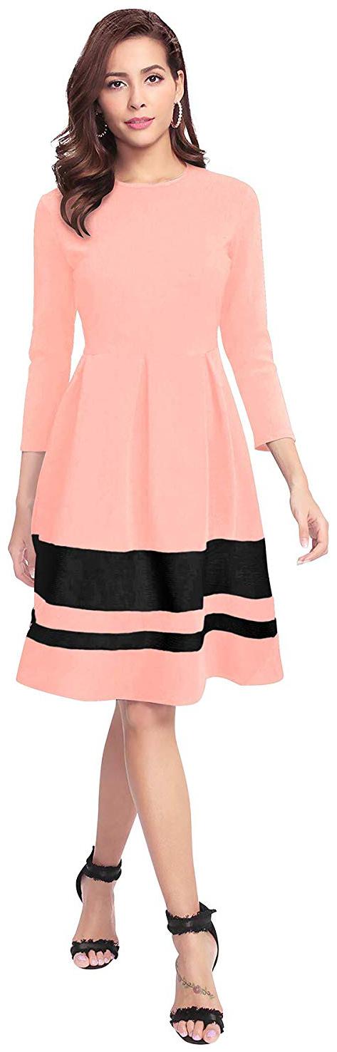 

JJ Fashion Pink Solid Fit flare dress