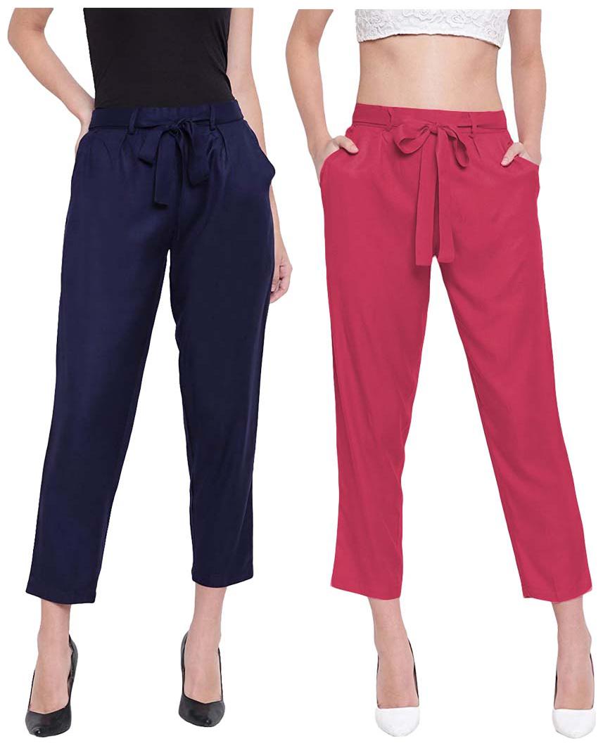 

JJ Fashion Women Blue Red Regular fit Regular pants