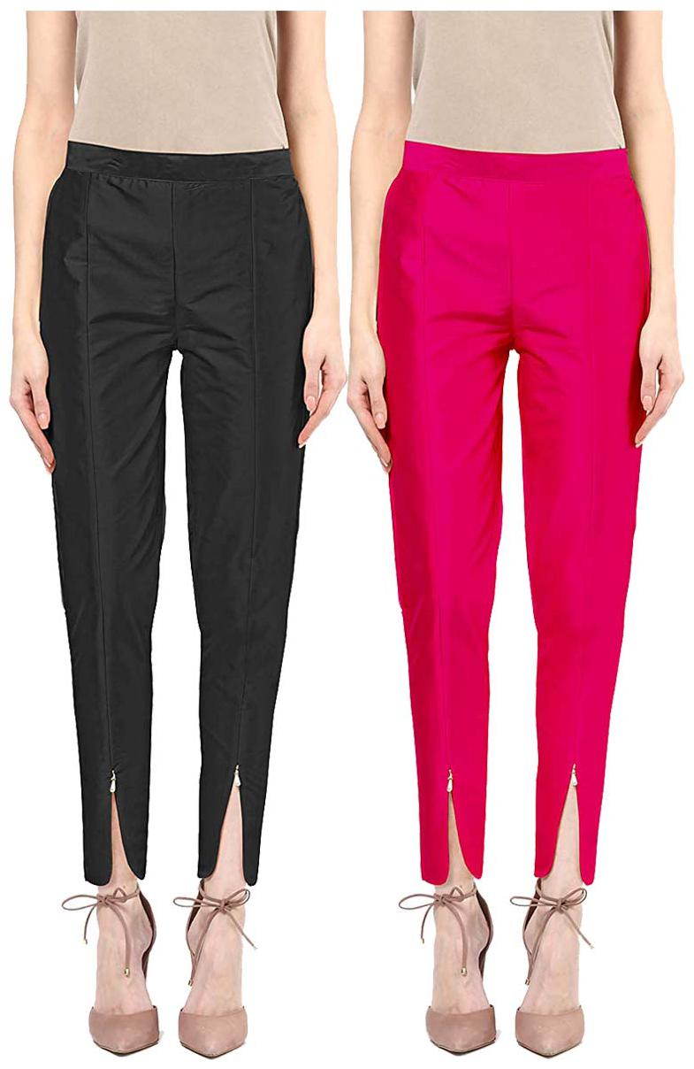 

JJ Fashion Women Black Pink Regular fit Regular pants