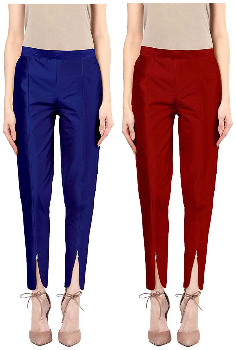 

JJ Fashion Women Blue Maroon Regular fit Regular pants