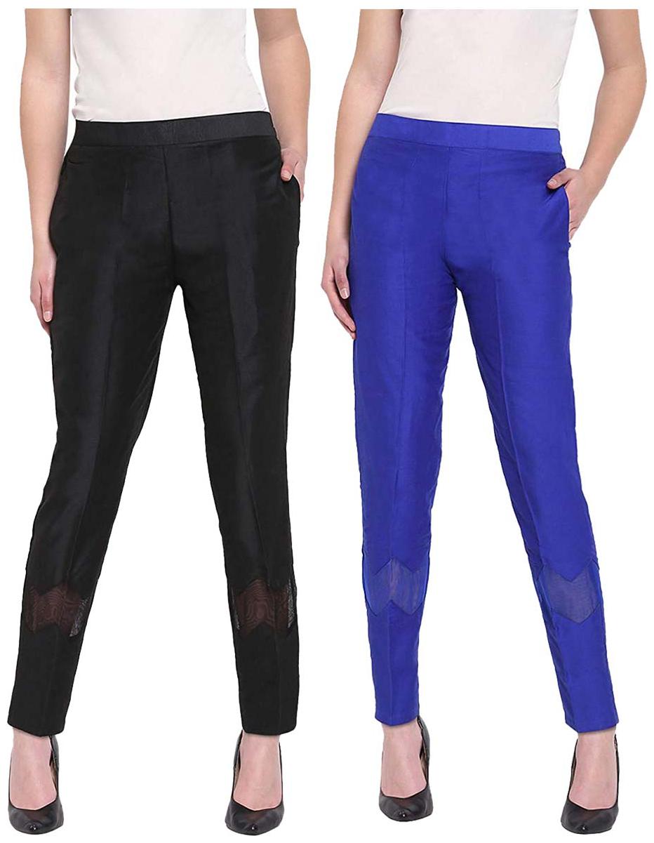 

JJ Fashion Women Black Blue Regular fit Regular pants