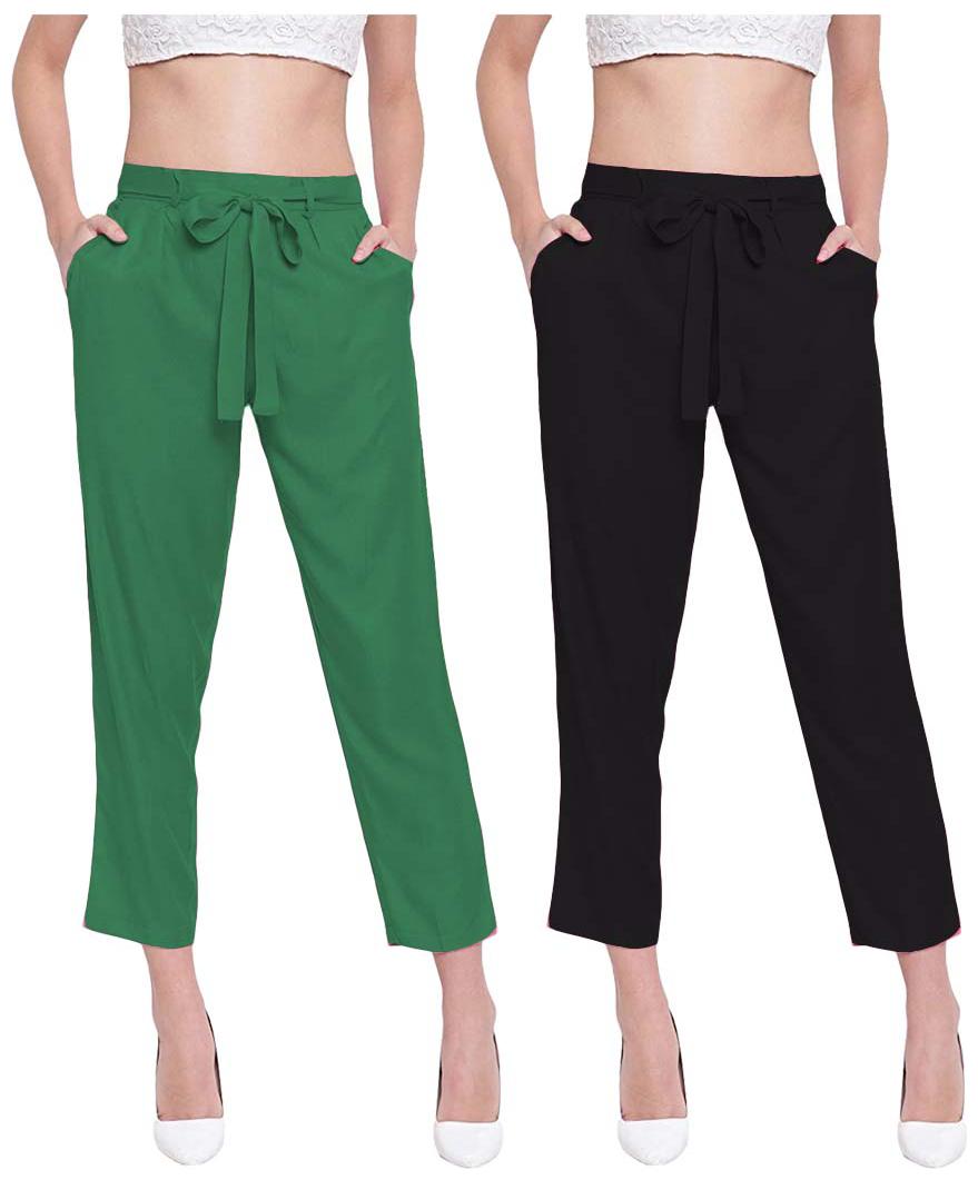 

JJ Fashion Women Green Black Regular fit Regular pants