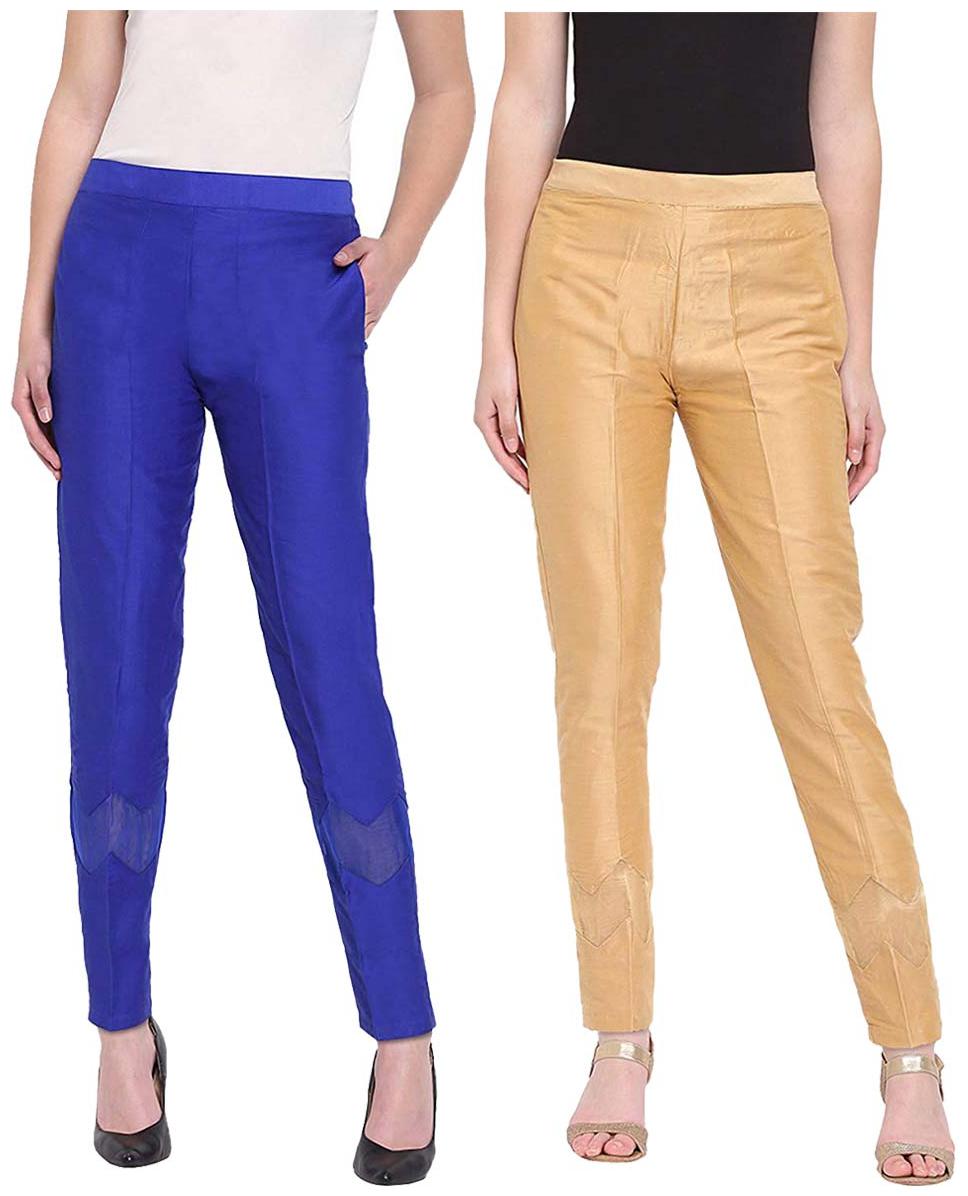 

JJ Fashion Women Blue Beige Regular fit Regular pants