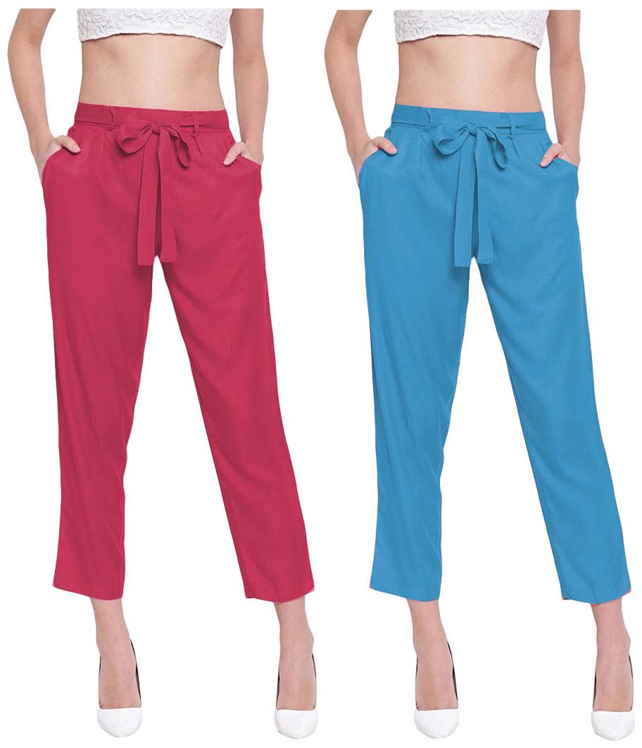 

JJ Fashion Women Red Blue Regular fit Regular pants