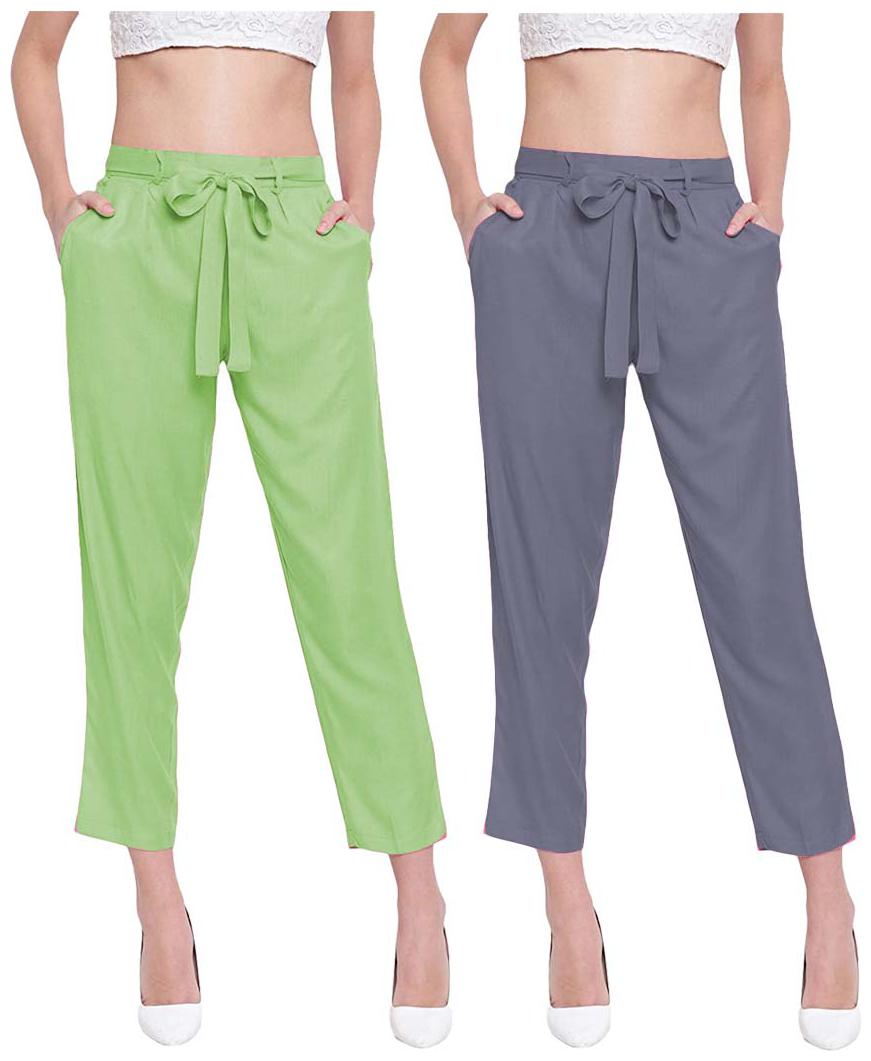 

JJ Fashion Women Green Grey Regular fit Regular pants