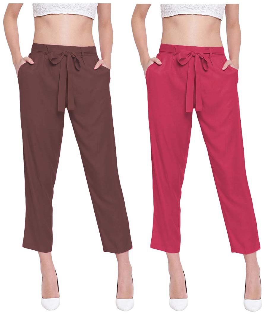 

JJ Fashion Women Brown Red Regular fit Regular pants