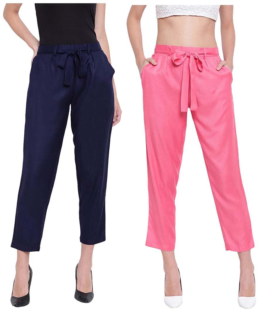 

JJ Fashion Women Blue Pink Regular fit Regular pants