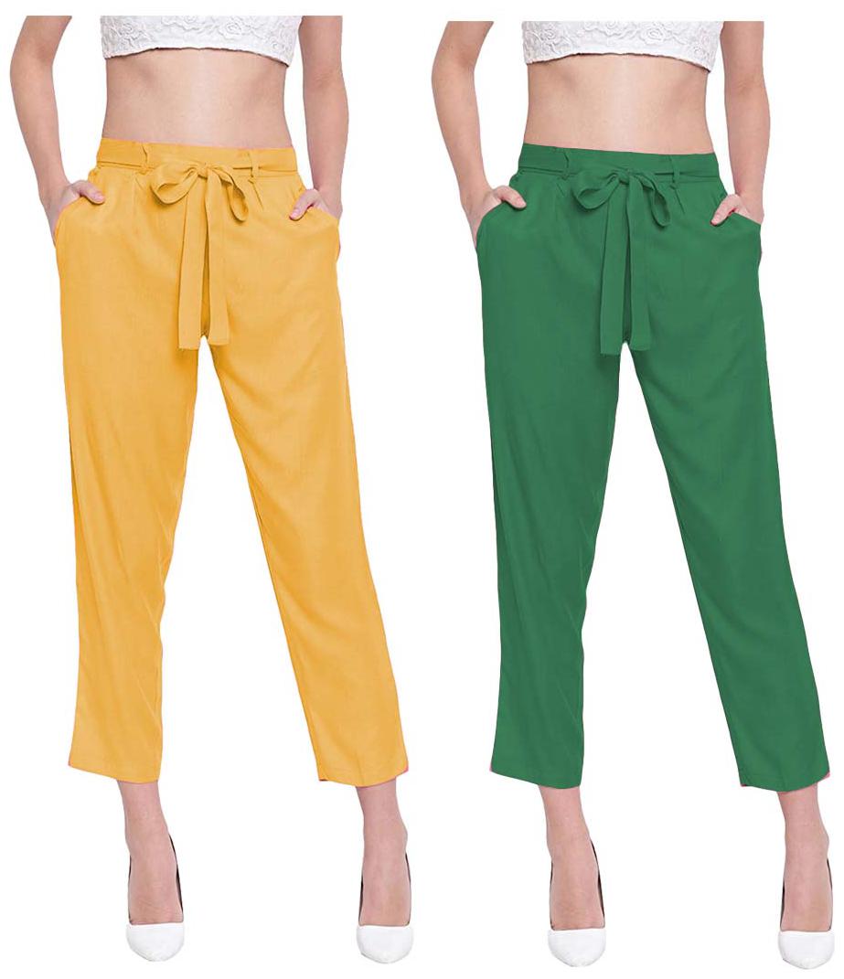 

JJ Fashion Women Yellow Green Regular fit Regular pants