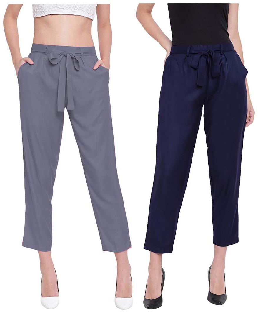 

JJ Fashion Women Grey Blue Regular fit Regular pants