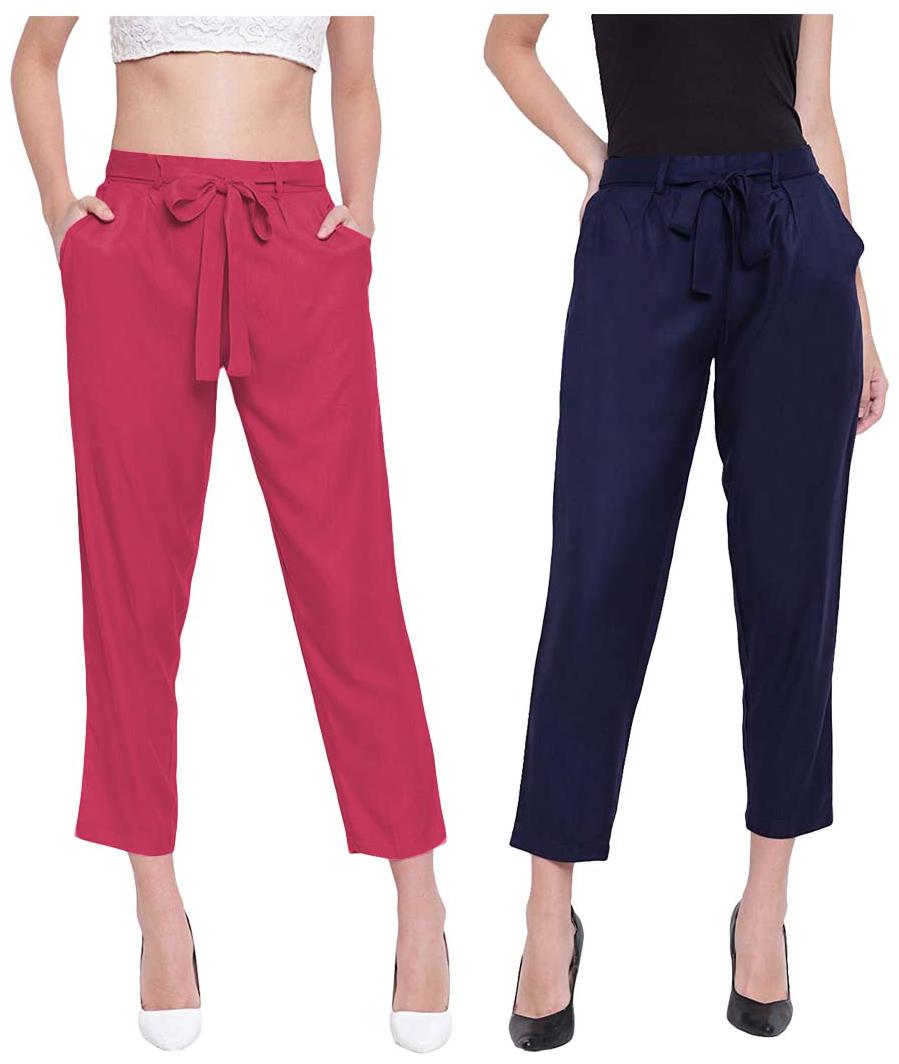 

JJ Fashion Women Red Blue Regular fit Regular pants