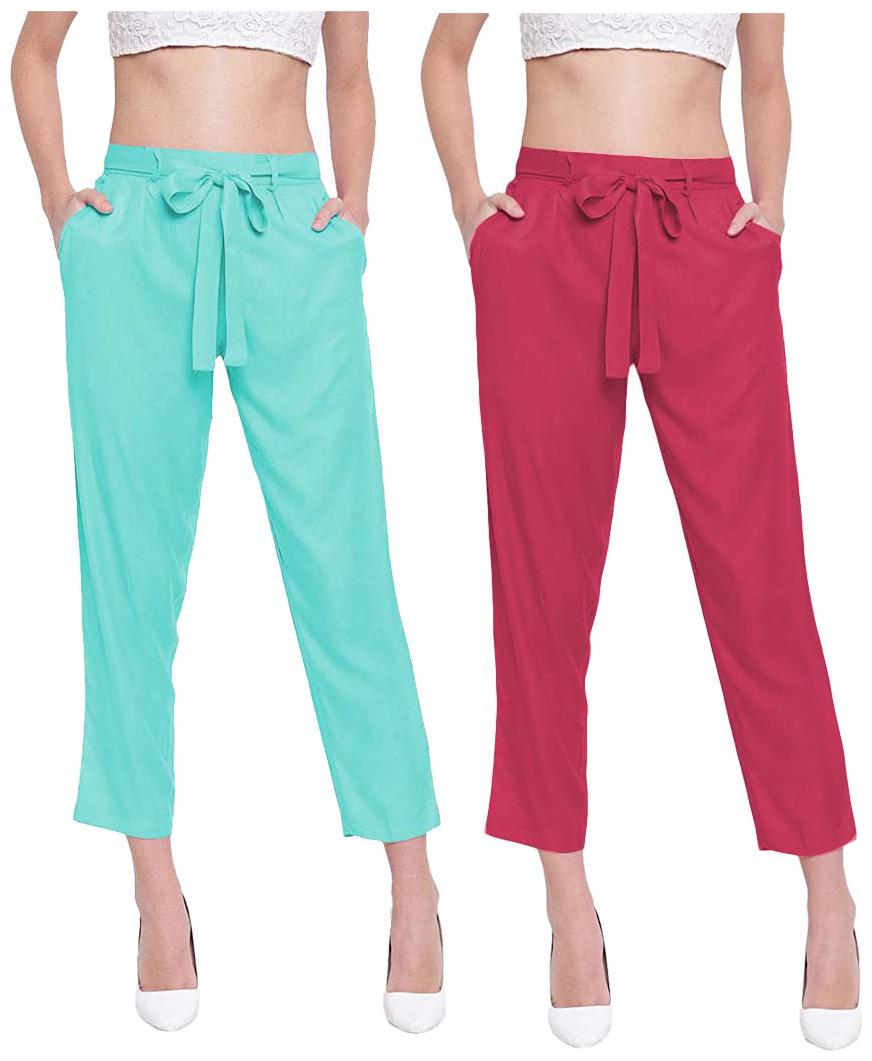 

JJ Fashion Women Green Red Regular fit Regular pants