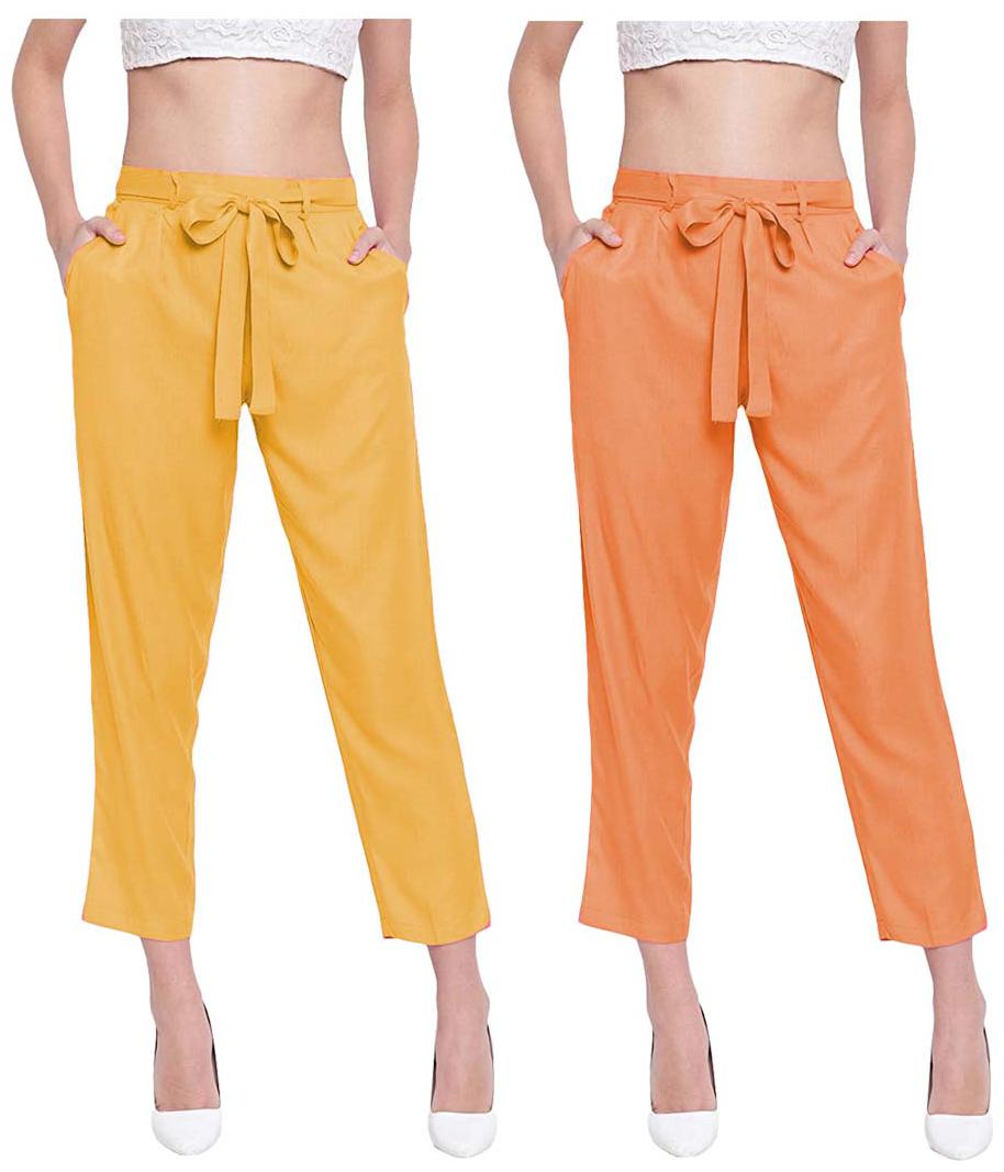 

JJ Fashion Women Yellow Orange Regular fit Regular pants