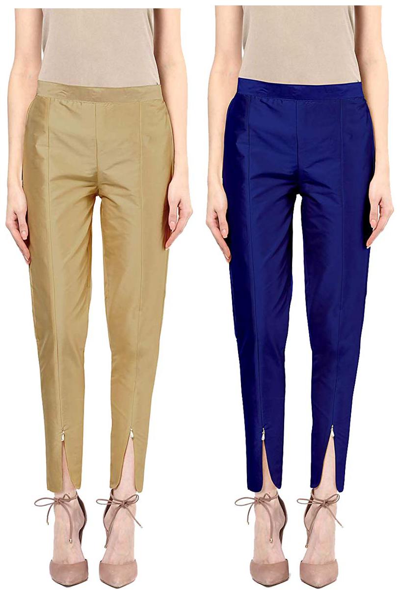 

JJ Fashion Women Beige Blue Regular fit Regular pants