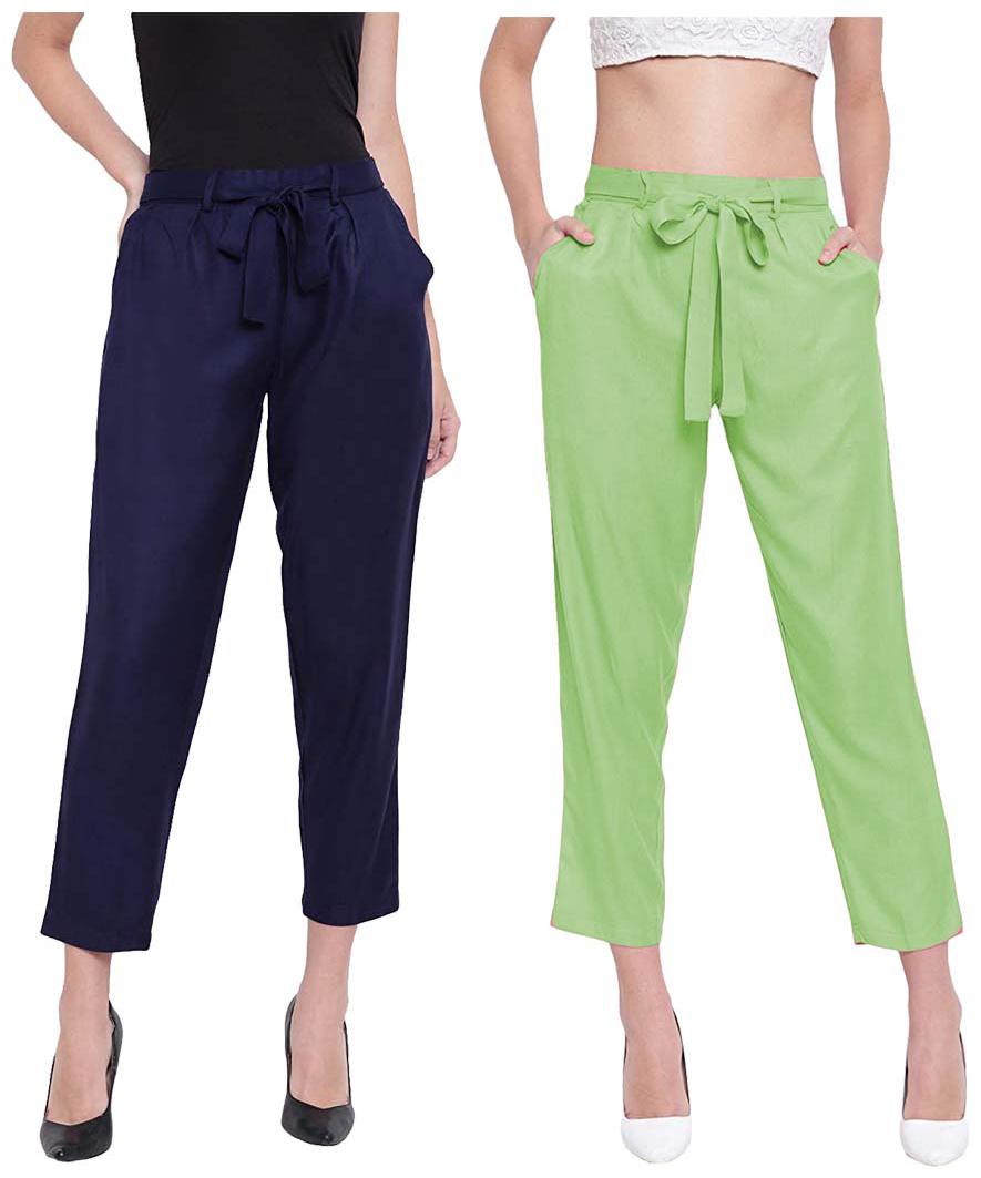 

JJ Fashion Women Blue Green Regular fit Regular pants