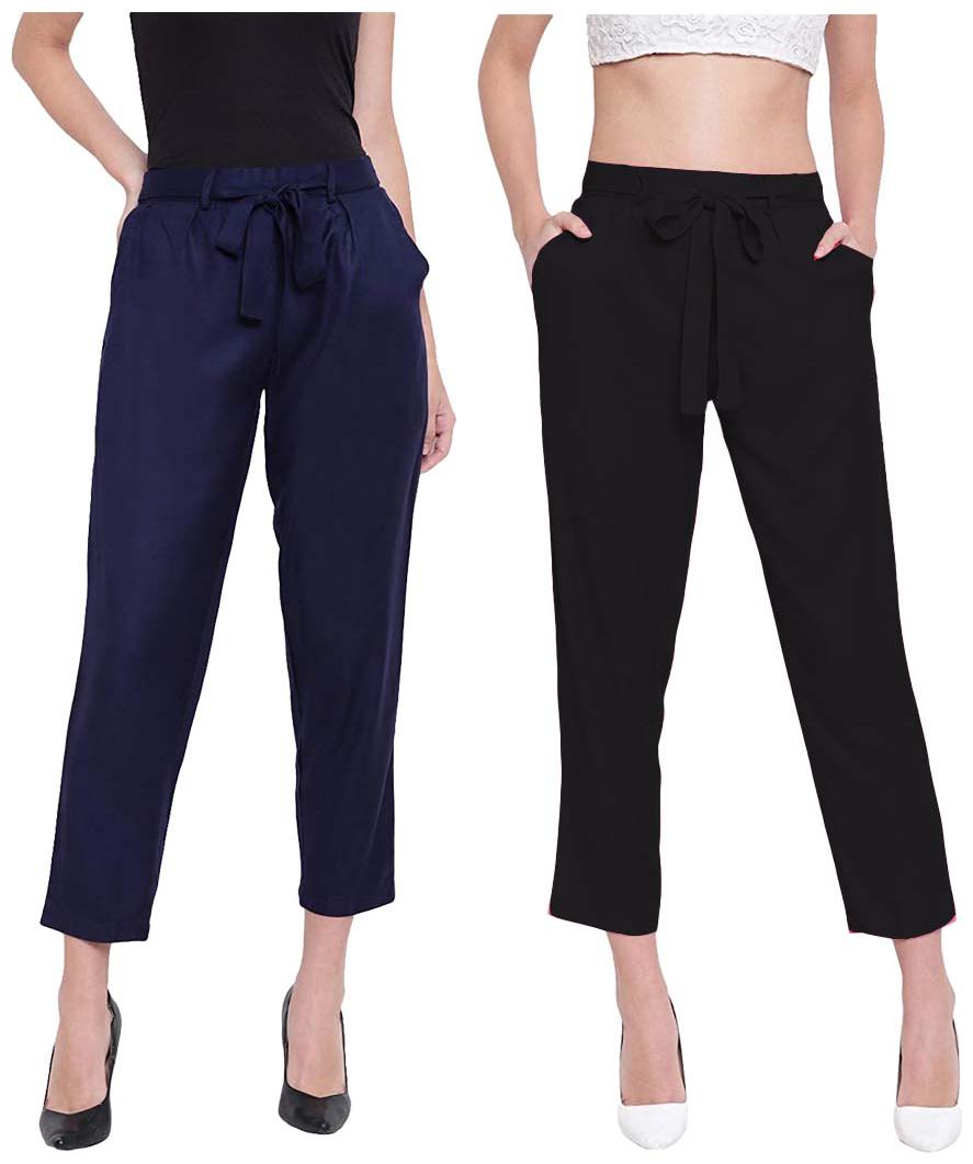 

JJ Fashion Women Blue Black Regular fit Regular pants