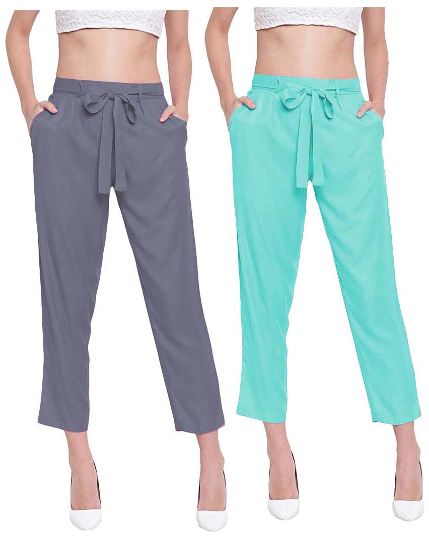 

JJ Fashion Women Grey Green Regular fit Regular pants