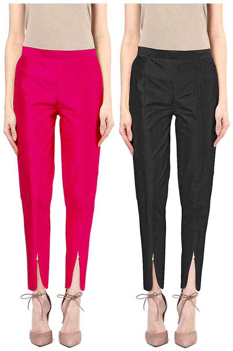 

JJ Fashion Women Pink Black Regular fit Regular pants