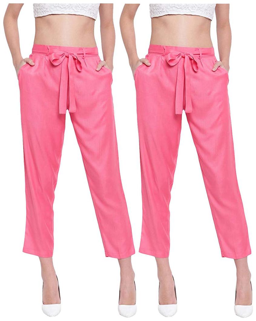 

JJ Fashion Women Pink Regular fit Regular pants