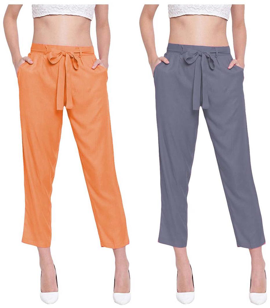 

JJ Fashion Women Orange Grey Regular fit Regular pants