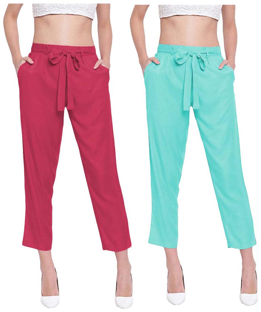

JJ Fashion Women Red Green Regular fit Regular pants