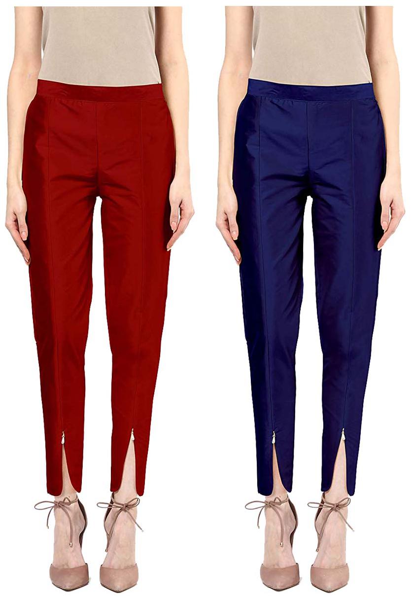 

JJ Fashion Women Maroon Blue Regular fit Regular pants