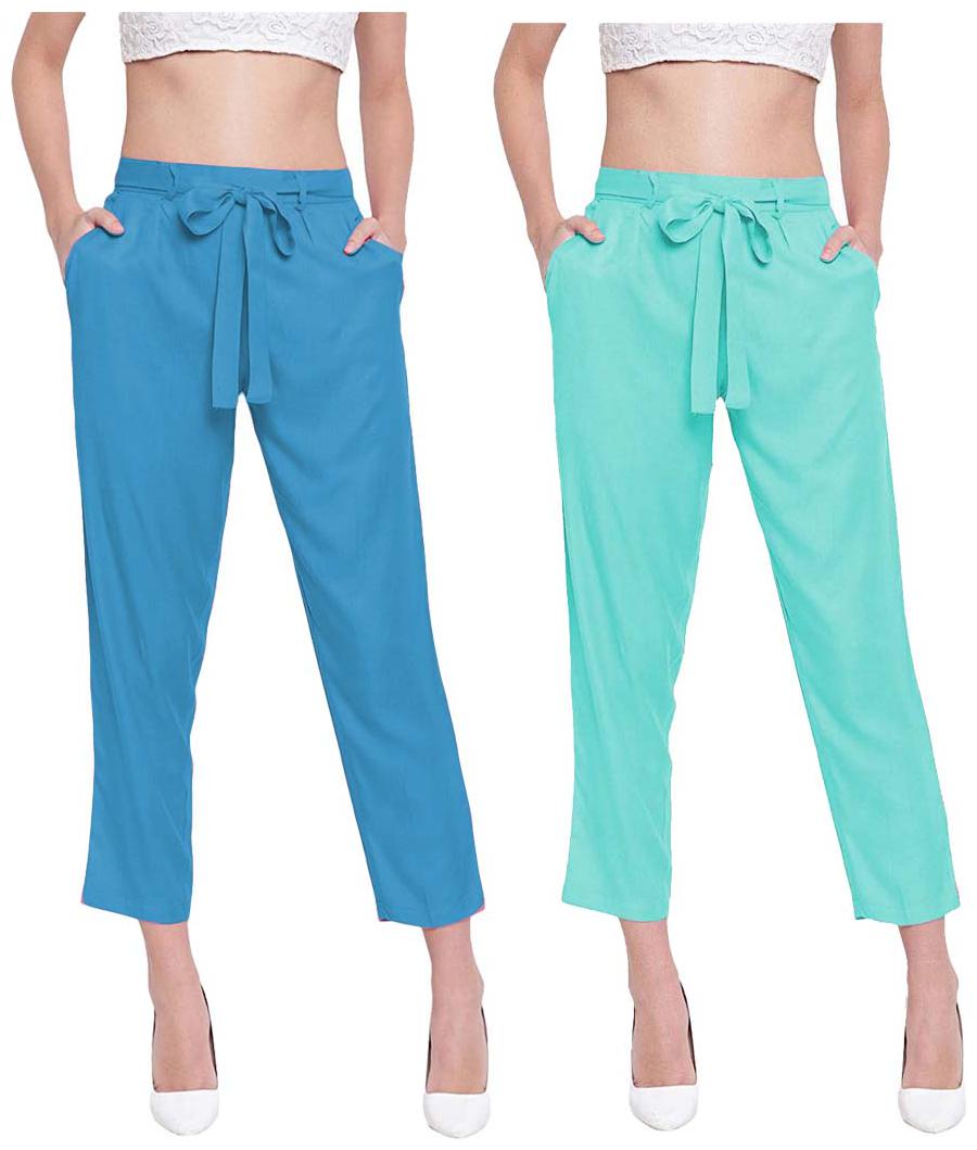 

JJ Fashion Women Blue Green Regular fit Regular pants