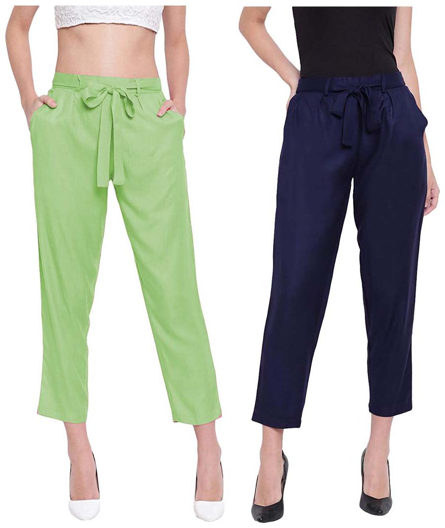 

JJ Fashion Women Green Blue Regular fit Regular pants