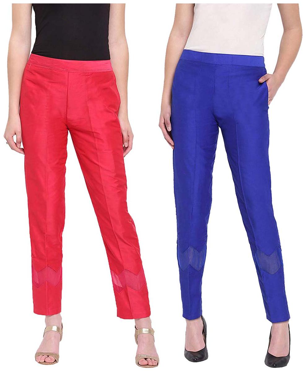 

JJ Fashion Women Pink Blue Regular fit Regular pants