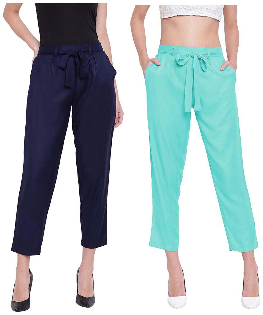 

JJ Fashion Women Blue Green Regular fit Regular pants