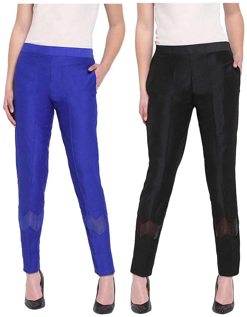 

JJ Fashion Women Blue Black Regular fit Regular pants