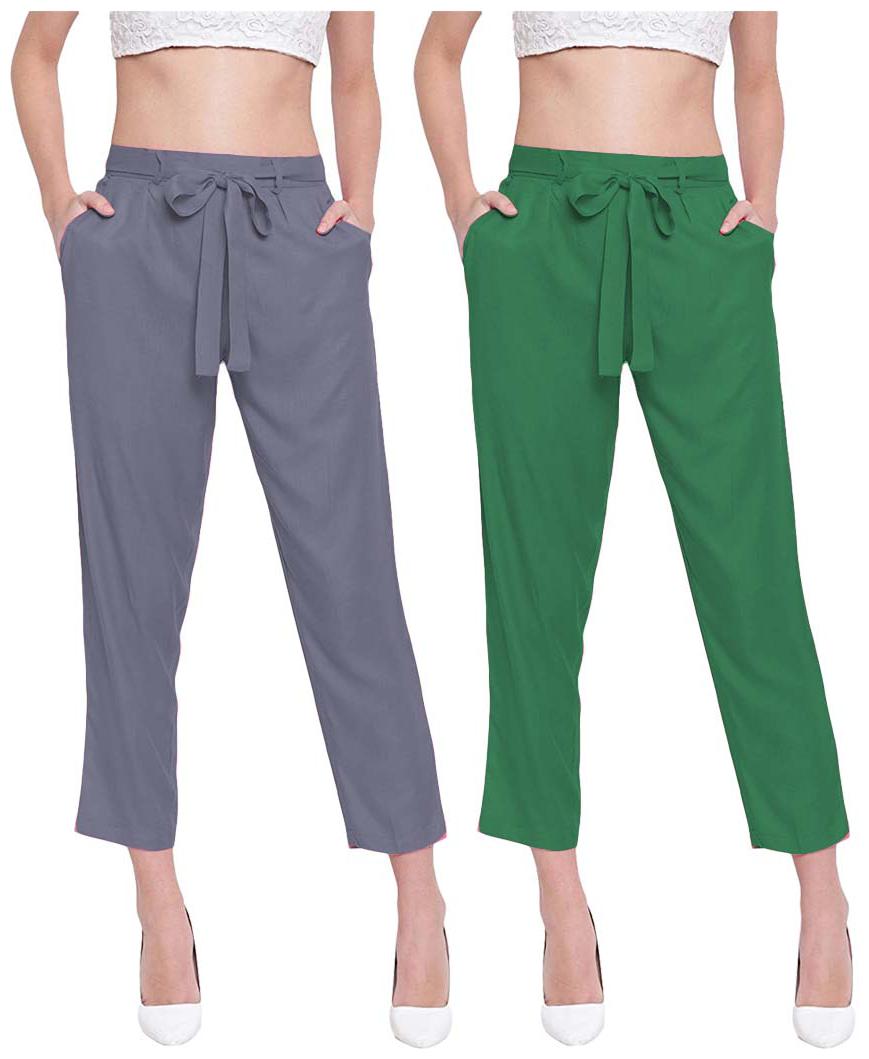

JJ Fashion Women Grey Green Regular fit Regular pants
