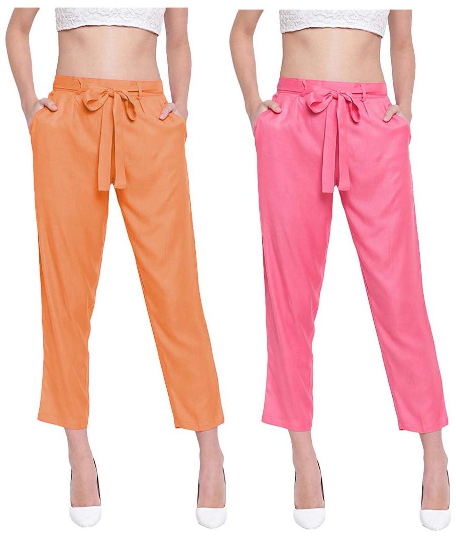 

JJ Fashion Women Orange Pink Regular fit Regular pants