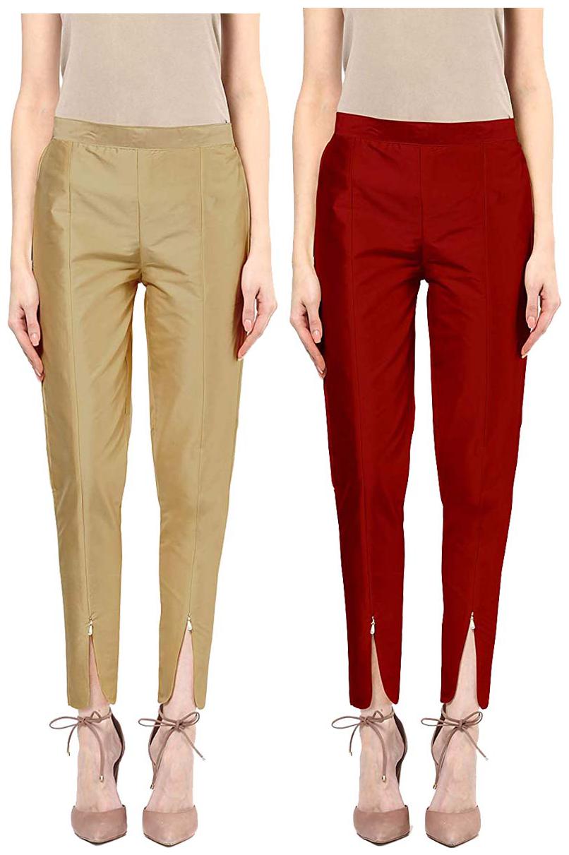 

JJ Fashion Women Beige Maroon Regular fit Regular pants