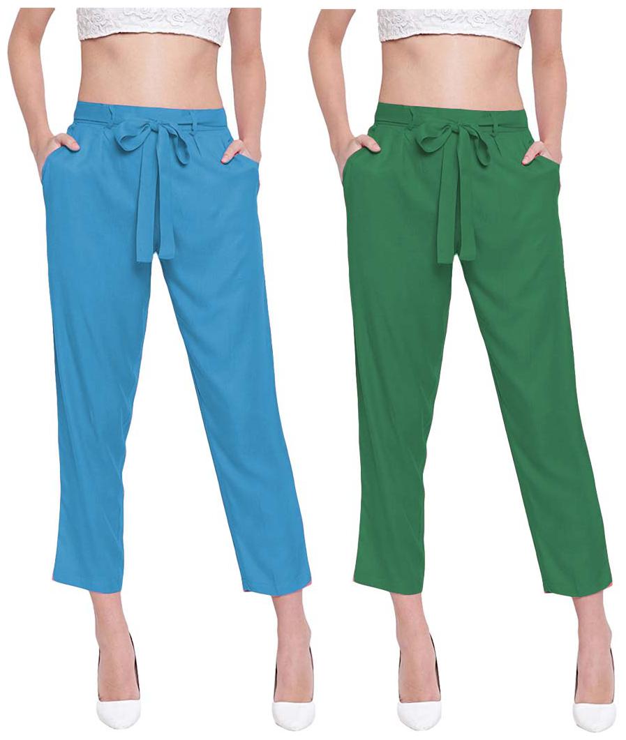 

JJ Fashion Women Blue Green Regular fit Regular pants