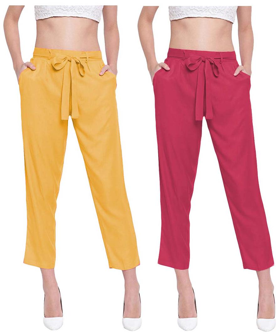

JJ Fashion Women Yellow Red Regular fit Regular pants