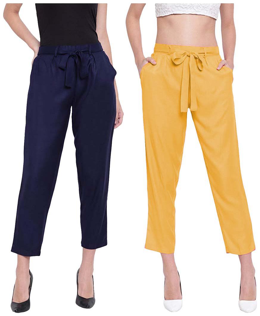 

JJ Fashion Women Blue Yellow Regular fit Regular pants
