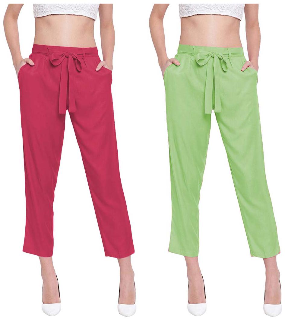 

JJ Fashion Women Red Green Regular fit Regular pants