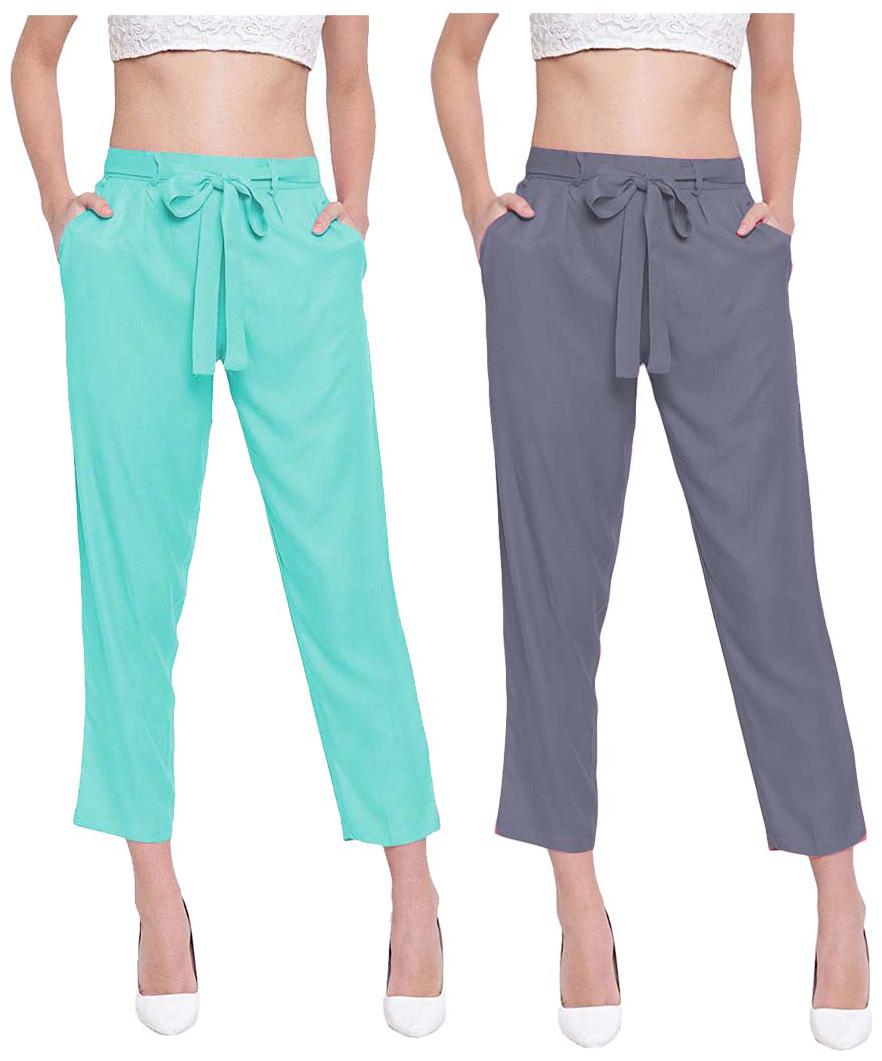 

JJ Fashion Women Green Grey Regular fit Regular pants