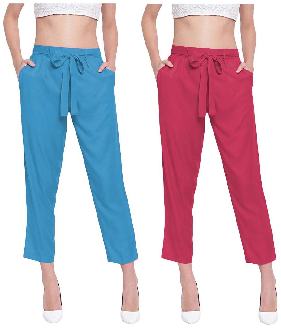 

JJ Fashion Women Blue Red Regular fit Regular pants