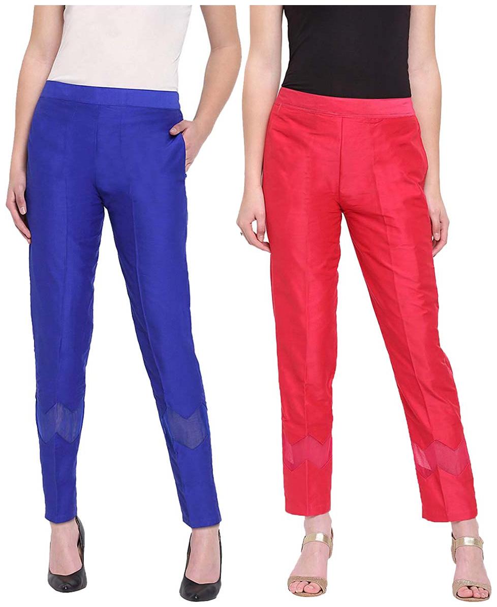 

JJ Fashion Women Blue Pink Regular fit Regular pants