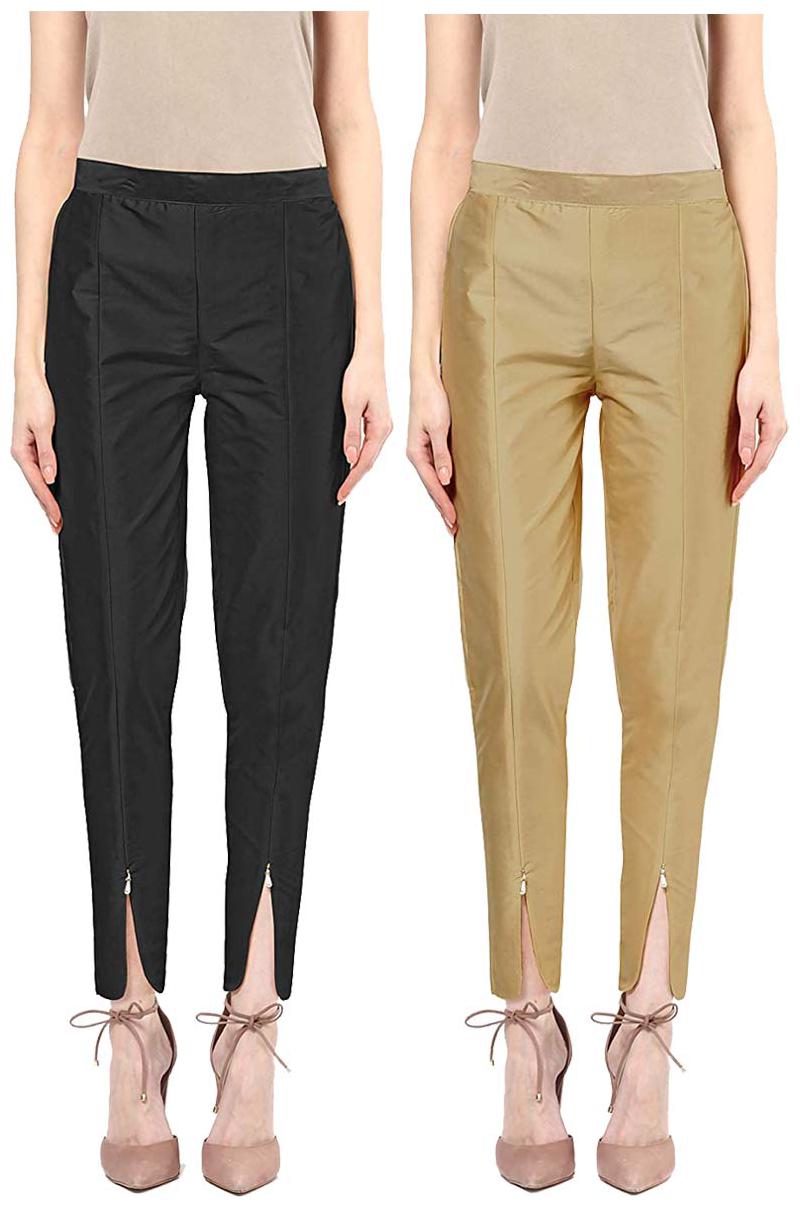 

JJ Fashion Women Black Beige Regular fit Regular pants