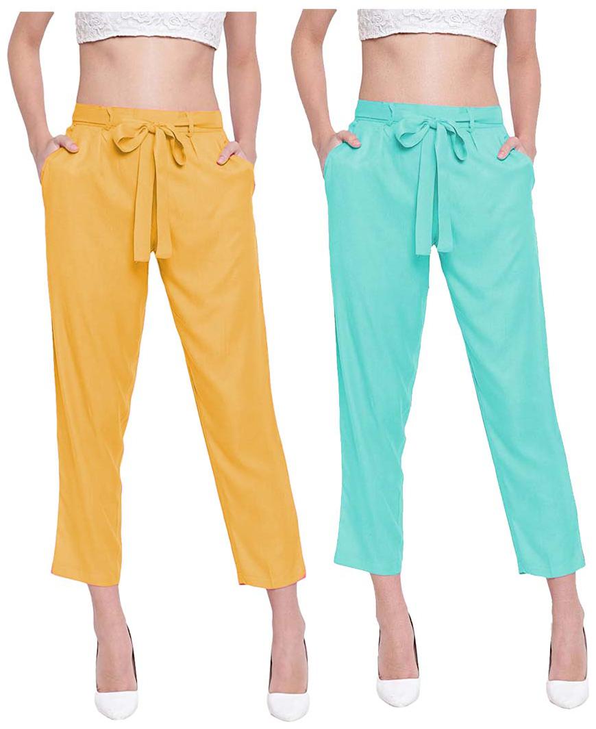 

JJ Fashion Women Yellow Green Regular fit Regular pants