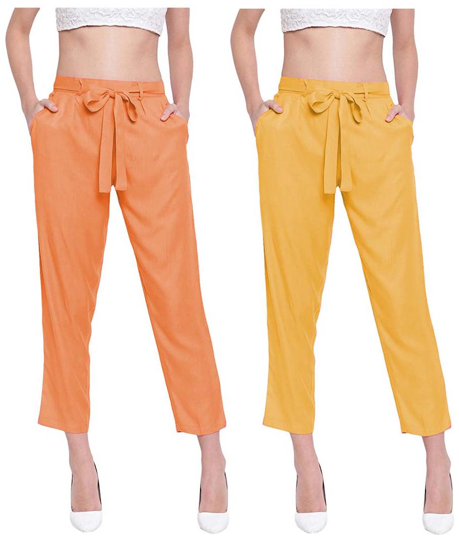 

JJ Fashion Women Orange Yellow Regular fit Regular pants