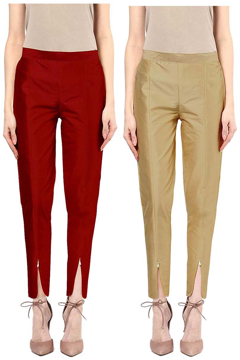 

JJ Fashion Women Maroon Beige Regular fit Regular pants