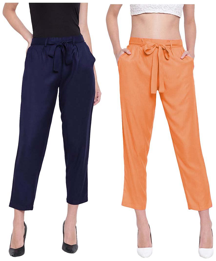 

JJ Fashion Women Blue Orange Regular fit Regular pants