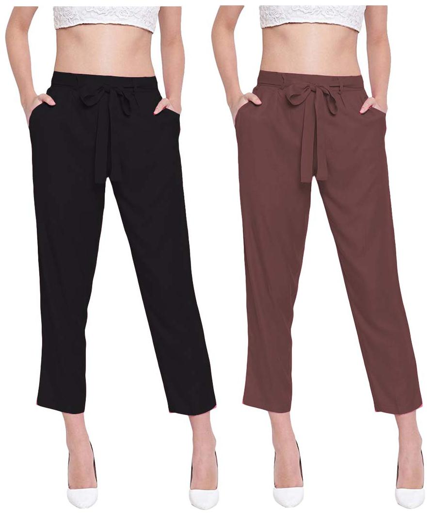 

JJ Fashion Women Black Brown Regular fit Regular pants